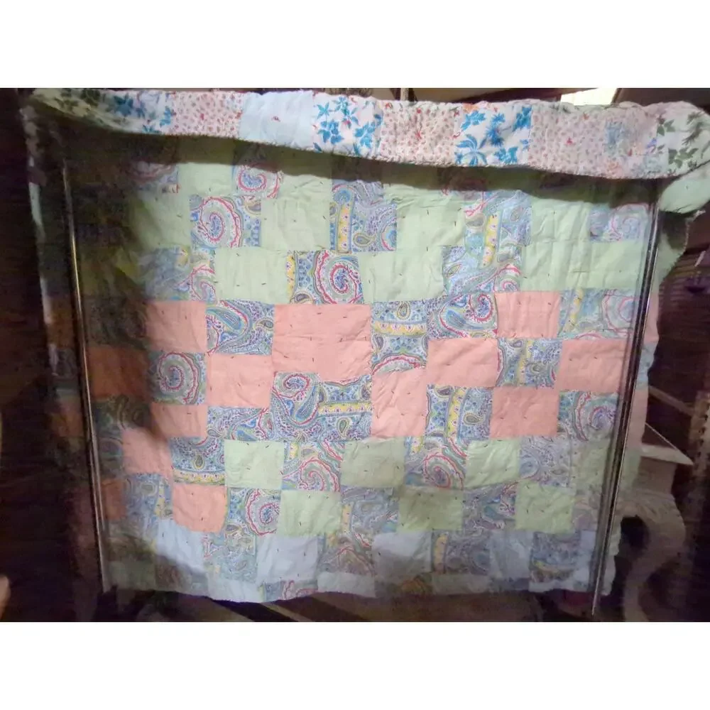 Handmade Cabin Quilt 1960s Patchwork 78